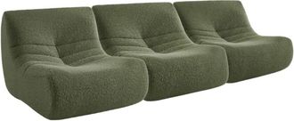 Sweeek Sof&aacute; modular en tejido efecto alpaca, 3 plazas, verde kaki