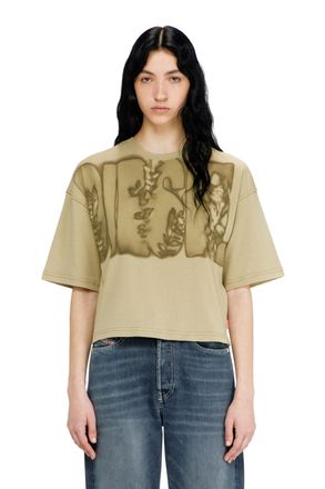 Diesel Cropped T-shirt with digital print - T-Shirts - Woman - Green