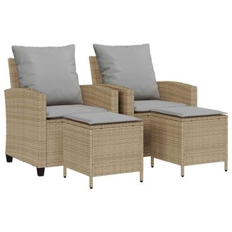 vidaXL Conjunto De Sof&aacute; De Jard&iacute;n De 4 Piezas Con Cojines, Polirat&aacute;n Beige Vidaxl