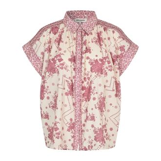 Lollys Laundry Shirts, female, Multicolor, S, Flower Print Shirt with Short Sleeves