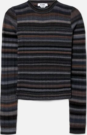 Re/Done Womens Long Sleeve Rib Cardigan In Grey