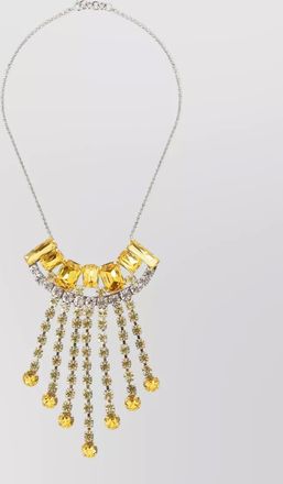Dries Van Noten statement brass necklace strass charms