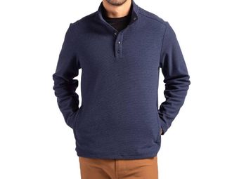 Cutter & Buck Hunts Point Eco Snap Pullover Sweatshirt In Navy Blue