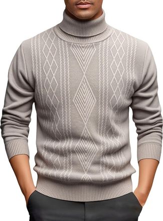 Generic Mens Turtleneck Jumper Long Sleeve Roll Neck Top for Men Basic T-Shirt Lightweight Turtle Neck Sweater Pullover V Neck Jumpers for Men UK Grey