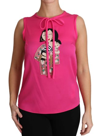 Dolce & Gabbana Womens Pink Family Silk Tank Mama Blouse Top Shirt Spandex