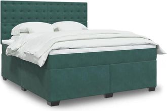 vidaXL Vidaxl - Cama Box Spring Con Colch&oacute;n Terciopelo Verde Oscuro 180x200 Cm