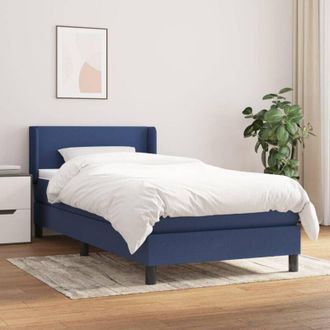 vidaXL Cama Box Spring Con Colch&oacute;n Tela Azul 90x190 Cm Vidaxl
