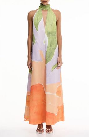Significant Other Malina Floral Print Halter Dress in Stamped Poppy at Nordstrom, Size 10 Us