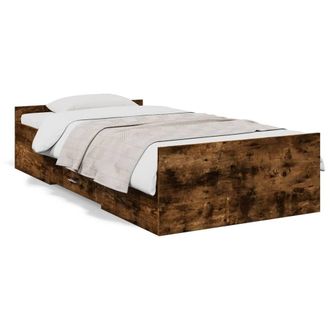 Berkfield Home Bed Frame w/Drawers Frame Smoked Oak 75x190 cm Small Single in Brown