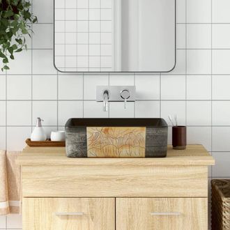 Berkfield Home Countertop Basin Black & Brown Rectangular 46x35.5x13 cm Ceramic