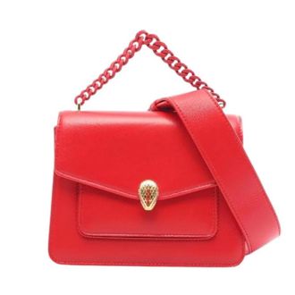 Bulgari Pre-owned Serpenti Forever Leather 2way Handbag - Dames - Pre-owned - Rood - Maat: ONE Size Leer