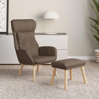 vidaXL Sill&oacute;n De Relax Con Taburete De Tela Gris Taup&eacute; Vidaxl