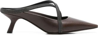 Brunello Cucinelli Brunello Cucinelli Womens Square Pointed Sandals - Dark Brown Leather - Size EU 40