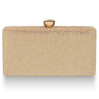 Whiting & Davis Olivia Crystal Top Minaudiere in Metallic Gold at Nordstrom