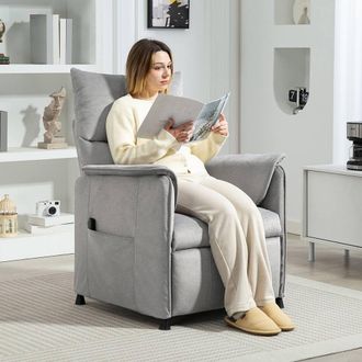 HOMCOM Electric Reclining Chair w/ Remote, Power Recliner for Elderly in Grey | Size: 1 Seater