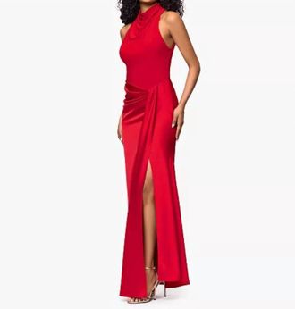 Betsy & Adam Womens Cowl Neck Dress In Red