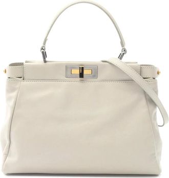 Fendi Pre-owned Handbags, female, Gray, Size: ONE SIZE Pre-owned Structured Leather Handbag