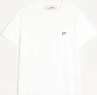 Valentino T-Shirt In Cotone Con Patch VLogo Uomo AVORIO 3XL
