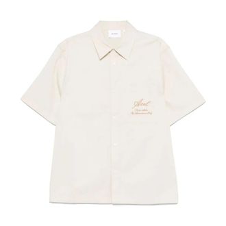 Axel Arigato Beige Langarm Geborduurd Overhemd - Heren - Korte mouwen Overhemden - Beige - S - Katoen - Overhemden