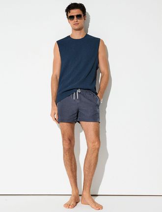 Reiss Steel Blue Piped Drawstring Swim Shorts, Xxl