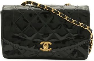 Chanel Pre-owned Diana Leren Schoudertas - Dames - Vintage Schoudertas - Zwart - ONE Size - Leer - Vintage