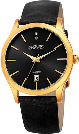 August Steiner Womens Leather Diamond Watch