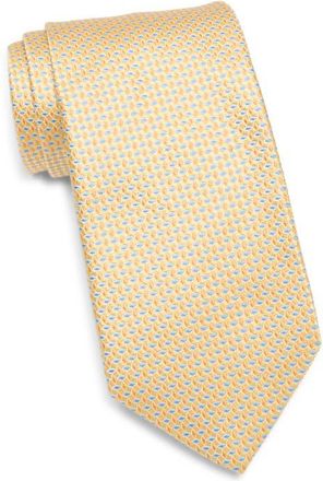 David Donahue Geo Jacquard Silk Tie in Yellow at Nordstrom