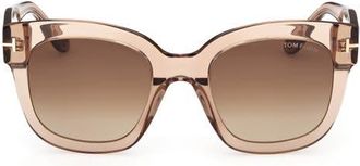 Tom Ford Beatrix 52mm Gradient Geometric Sunglasses in Light Brown /Gradient Roviex at Nordstrom