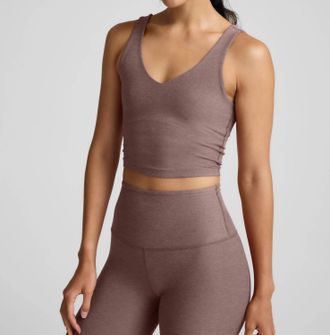 Beyond Yoga Spacedye Good Day Cropped Tank In Rosey Taupe Heather