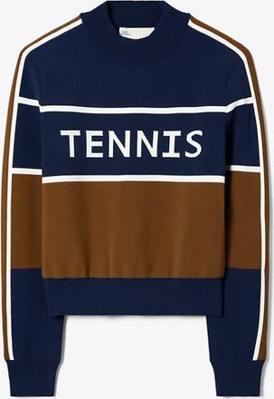 Tory Burch Womens Cropped Tech Nylon Tennis Sweater, size XL