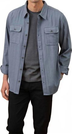 Bridge & Burn Bedford Utility Shirt In Denim Herringbone