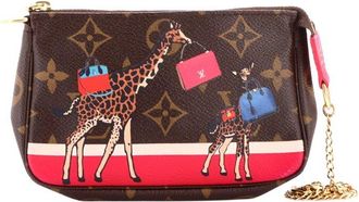 Louis Vuitton Brown Limited Edition Christmas Animation Monogram Canvas Pochette Accessoires Mini (Authentic Pre-Loved)