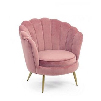 BIZZOTTO Sill&oacute;n Retro De Terciopelo Rosa Pavo Real Cm 80 X 76 X 84 H