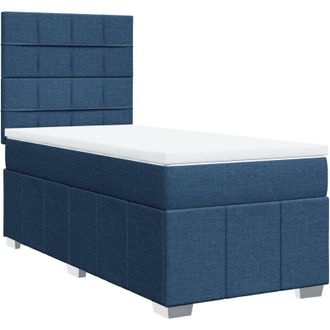 vidaXL Cama Box Spring Con Colch&oacute;n Tela Azul 90x200 Cm Vidaxl