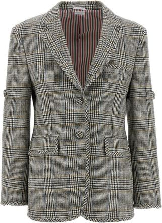 Thom Browne Prince of Wales Single-Breasted Blazer - Dames - Blazers - Bruin - S - Wol - Jassen