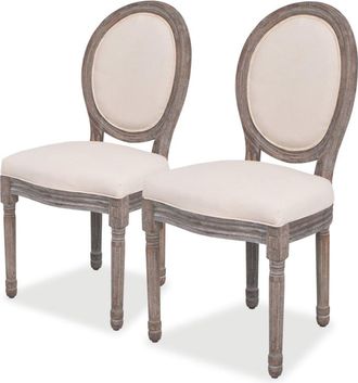 vidaXL Sillas De Comedor 2 Unidades Tela Color Crema Vidaxl
