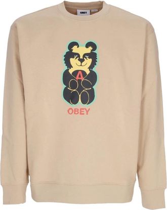 Obey Bear Icon Premium Crew Fleece - Heren - Sweatshirts - Beige - XL - Katoen - Hoodies & sweatvesten