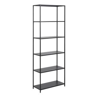 Furniture To Go Newcastle Tall Bookcase with 5 Shelves in Matt Black
