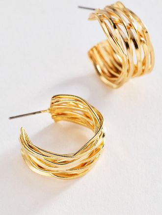 Anthropologie Textured Metal Hoop Earrings