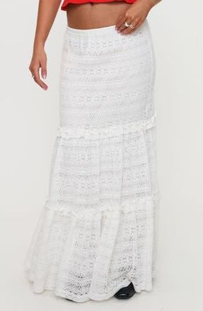 Princess Polly Buttacupe Lace Maxi Skirt in White at Nordstrom Rack, Size 12