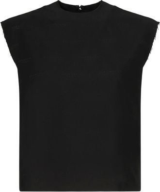 Balenciaga Sleeveless Tops, female, Black, Size: M Logo-print Sleeveless Top