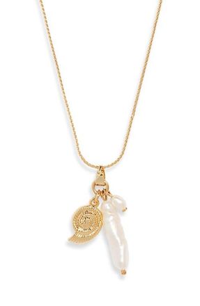 Nordstrom Demi Fine Shell & Freshwater Pearl Necklace in 14K Gold Plated at Nordstrom