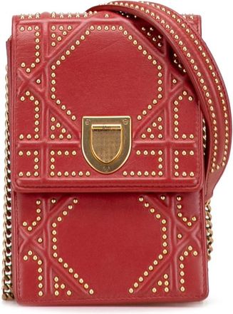 Dior Pre-owned Cross Body Bags, female, Red, Size: ONE SIZE Pre-owned Studded Flap Bag
