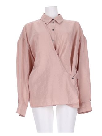Christophe Lemaire Wrap-Style Soft Pink Silk-Blend Blouse
