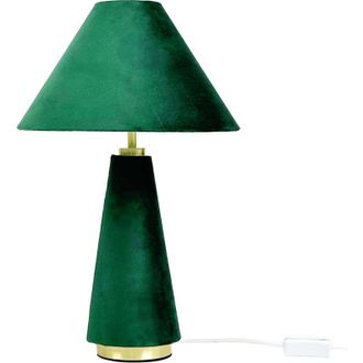 Relaxdays Lampada da tavolo Relaxdays, paralume in velluto e base in metallo, E14, H 47x30 cm, lampada da comodino, verde/gold