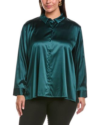 Eileen Fisher Eileen Fisher Plus Classic Collar Silk-Blend Shirt