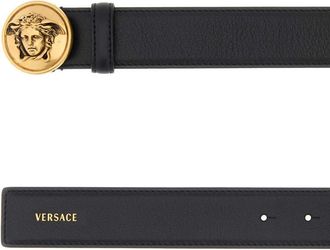 Versace Womens Calf Belt Black Leather