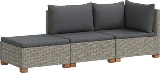 vidaXL 3 Uds. Conjunto De Lounge De Ratan Con Cojines Gendt Gris Kubu Vidaxl