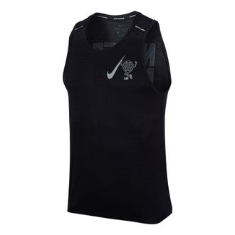 Nike Mens Nike Miler Reflective Alphabet Quick Dry Running Sports Black Vest DD1554-010