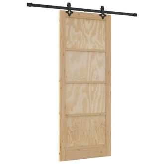 vidaXL Puerta Corredera Natural Y Negro 86 X 211 Cm Vidaxl